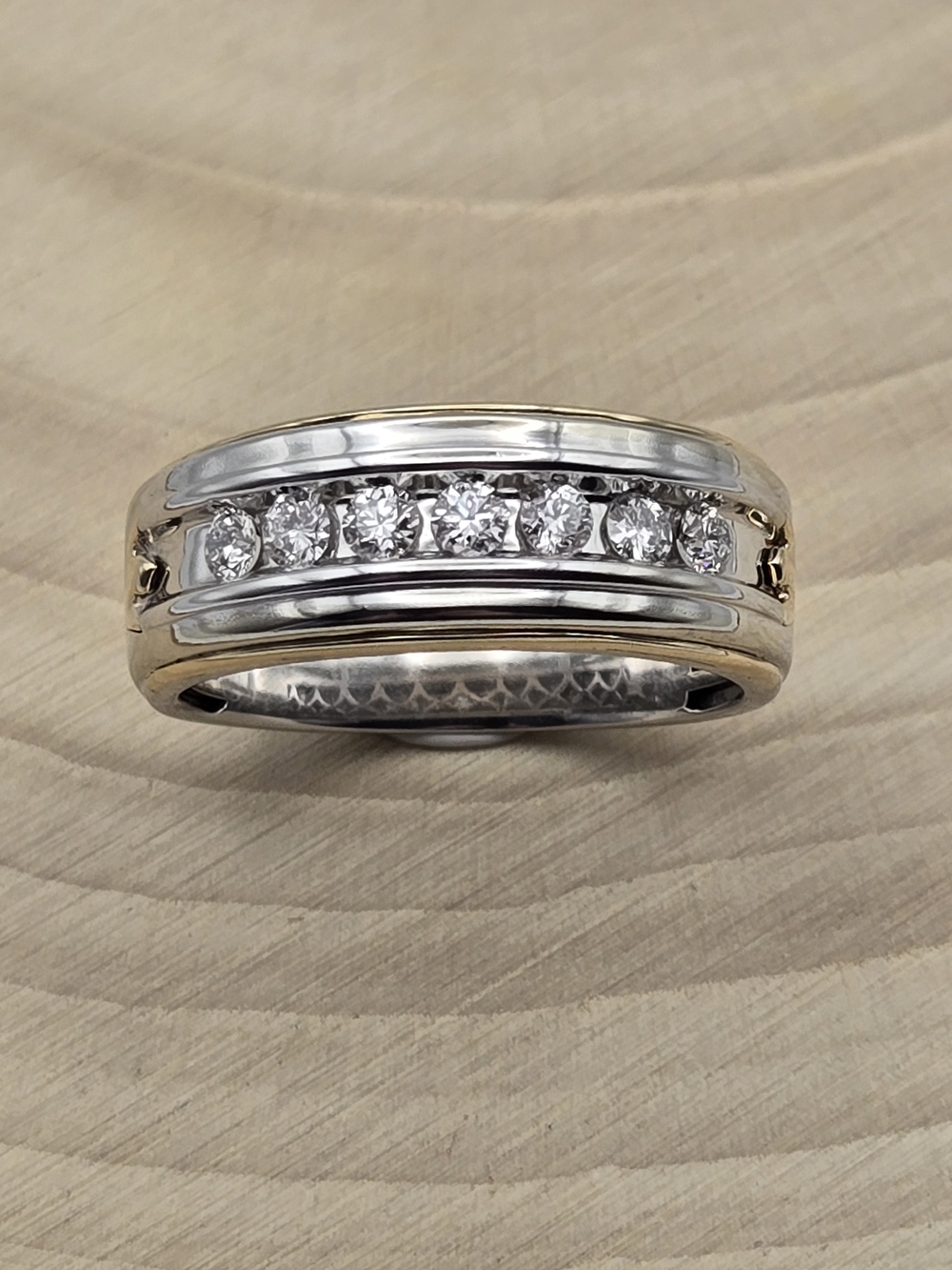 Men's 14K Two-Tone Gold Natural Diamond Wedding Band – 0.50 CTW – 7.79 Grams